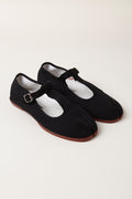 TRB#001, black tabi T-bar Mary Jane flats, three-quarter pair view on a pale background.