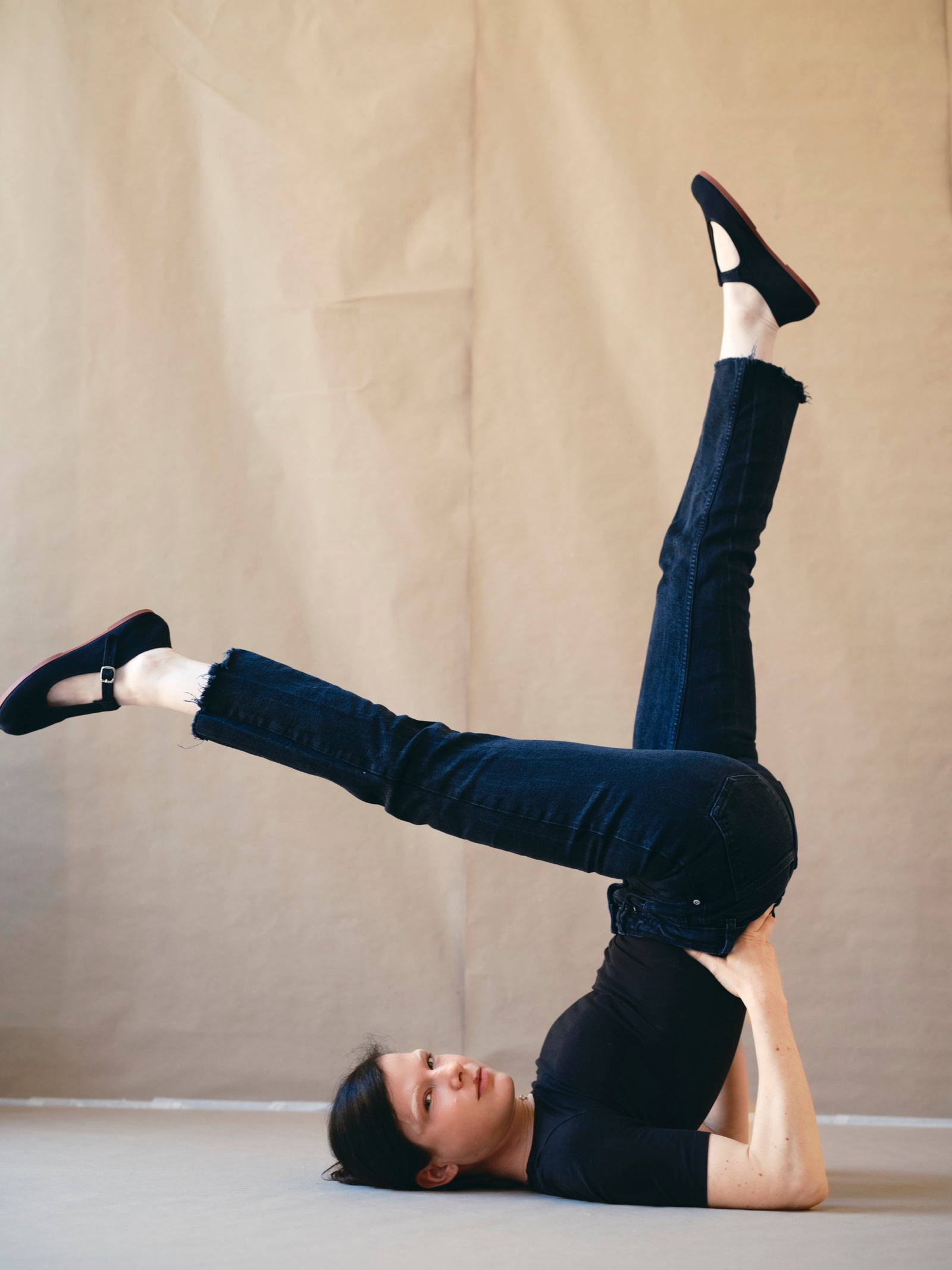 TRB#001 styling — editorial campaign, model wearing the flats.